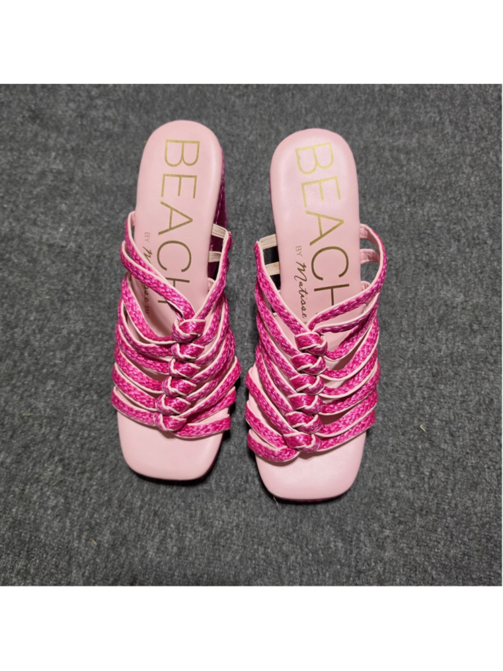 BEACH by Matisse Laney Pink Raffia Strappy Wedge Sandals - 8M
